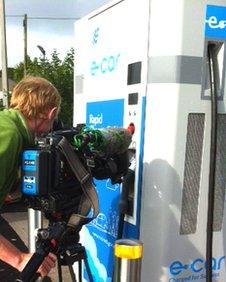 Cameraman filming rapid charger