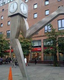 The clock on legs outside Buchanan Street bus station