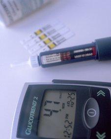 Diabetes blood sugar monitor and injection