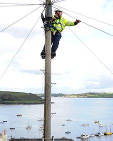 Engineer up a pole