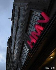 HMV shop sign