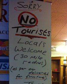 No Tourists sign at Aladdin's Cave