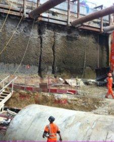 Huge brick struts across the line have been preserved