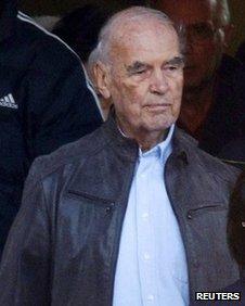 Convicted former Nazi SS captain Erich Priebke leaves after attending a mass at a church in northern Rome October 17, 2010.