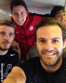 Juan Mata and Manchester United team-mates