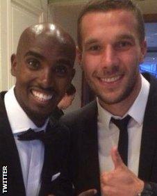 Mo Farah and Lukas Podolski