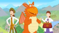 Image of Sir Gadabout, Zog and Princess Pearl against map background
