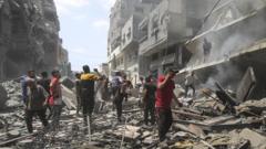 Israel bombards Gaza City as UK and allies demand action against 'unfolding famine'