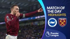 Brighton equalise in stoppage time against West Ham