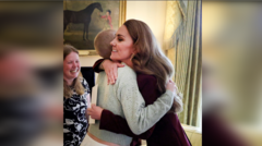 Kate hugs young girl with cancer at Windsor Castle