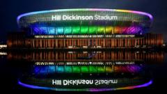 Why was Everton's stadium lit up in rainbow colours?
