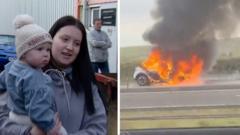 Mum meets rescuers who saved baby from burning car