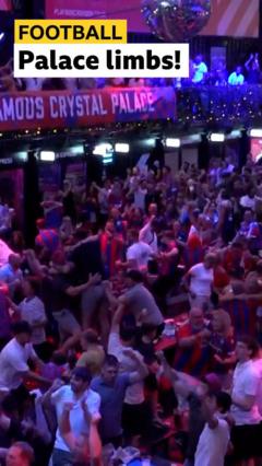 Crystal Palace fans in London celebrate Conference League win