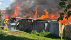 Greenhouses shattered and plants burnt by blaze