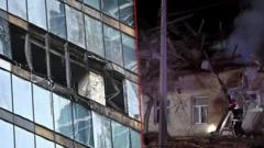 Разрушения в Москве и Харькове