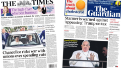 The Papers: 'Reeves risks union war' and 'Pontiff's progress'