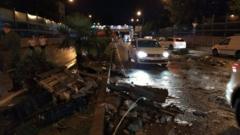 в результате сильнейшего ливня в Сочи несколько районов города затопило