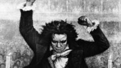 Drawing of Beethoven conducting an orchestra