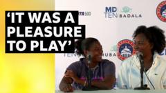 Venus Williams celebrates winning doubles return after 16 months away