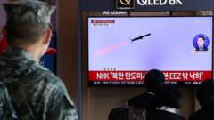 Запуск корейской ракеты на экране