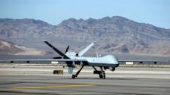 Drone Reaper em pista aérea