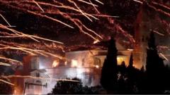 Rival Greek churches light skies in annual ‘rocket war’