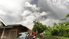erupting Mt Semeru