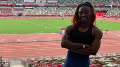 Mwanariadha wa Namibia Beatrice Masilingi akiwa katika mashindano ya olimpiki mjini Tokyo