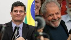 Montagem mostrando Sergio Moro e ex-presidente Lula