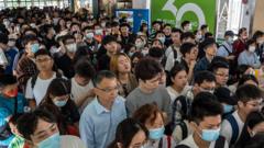 Crowded Chinese mainland tourists in Hong Kong