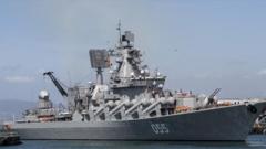 俄罗斯海军的"乌斯季诺夫元帅"号在去年11月进入南非开普敦港，同中国和南非海军举行联合演习