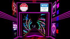 VRChat uygulamasıyla ulaşılan bir sanal striptiz kulübünün girişi