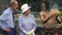 Queen Elizabeth II and Prince Philip with aborigine 2002