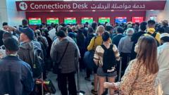 Crowds at Dubai airport
