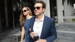Actor Danny Masterson arrives at Clara Shortridge Foltz Criminal Justice Center in Los Angeles, CA on Wednesday, May 31, 2023 with wife Bijou Phillips
