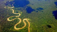 Vista aérea de parte da Amazônia