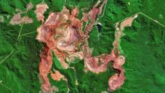 Satellite image of the Carajas Mine located near northern Brazil.