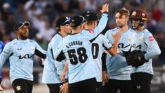 T20 Blast: Surrey hit 258-6 in huge win over Sussex; group leaders Somerset and Notts win