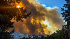 Forest fire in Rhodes, Greece.