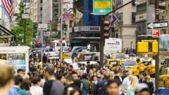 Stock image of a busy street in New York City