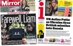 The Papers: 'Farewell Liam' and 'UK defies Putin'