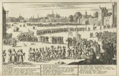 Prosesi pertukaran atau perdagangan budak di Amsterdam, Belanda, karya seniman Jan Luyken (1684).  