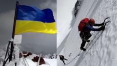 Украинский флаг на пике Путина.