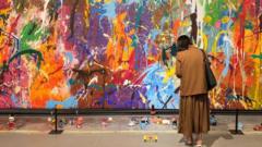 Graffiti artwork by JonOne that was damaged by a couple at a gallery in Seoul, South Korea, 2 April 2021