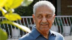 Nuclear scientist Abdul Qadeer Khan pictured outside his residence in Islamabad in 2009
