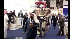 Pipo dey claim say for di video na King of Bahrain dey waka wit im robot body guard