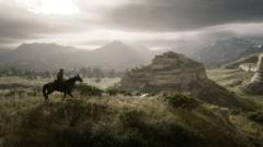 Homem montado em cavalo olhando paisagem