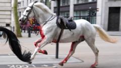 Blood on pavement and smashed vehicles after horses tear through London