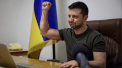 Zelensky raises his fist in an image from his official website