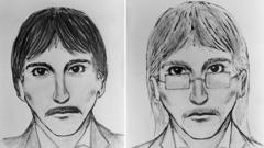 Police sketches released in 1980 show the suspected perpetrator of a bomb blast on a Paris synagogue that killed four people